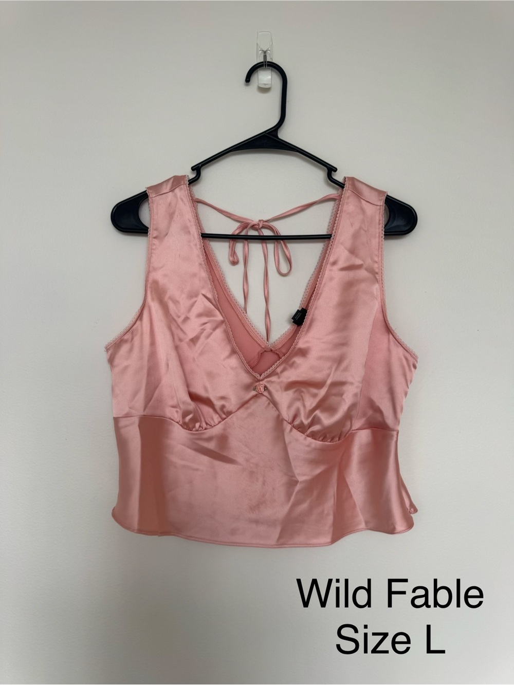 wild fable blush pink satin V-neck tie-back camisole